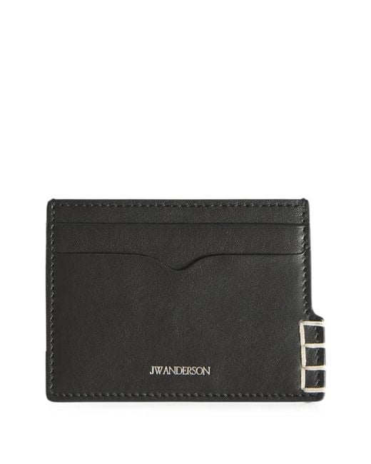 J.W. Anderson Black Whipstitch-Detail Logo-Print Cardholder