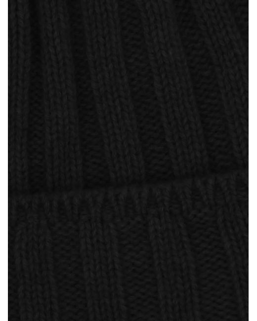 Vanisé Black Ribbed-Knit Beanie Hat