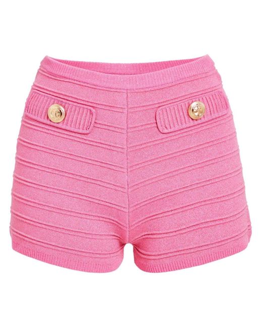 Pantalones cortos Sandra de canalé retroféte de color Pink