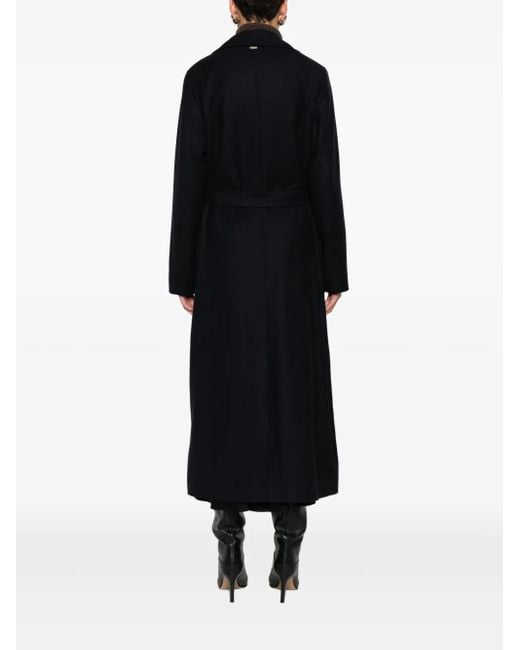 Herno Black Notched-Lapels Belted Coat