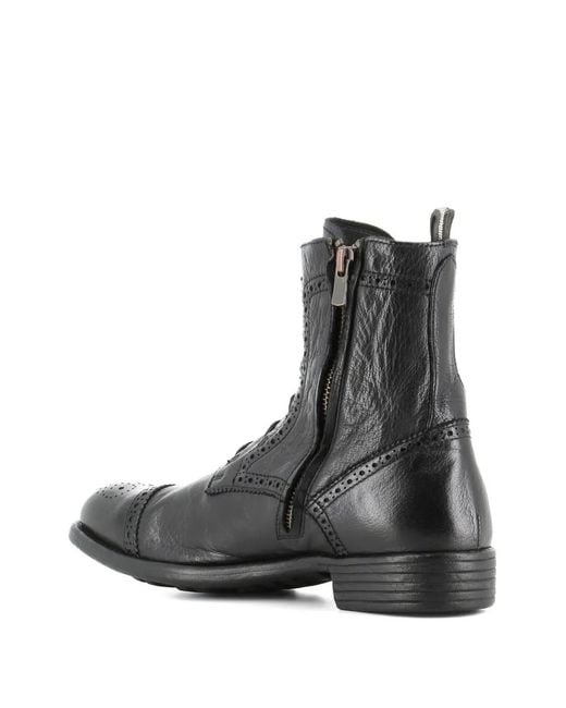 Officine Creative Black Lace-Up Brogue Boots