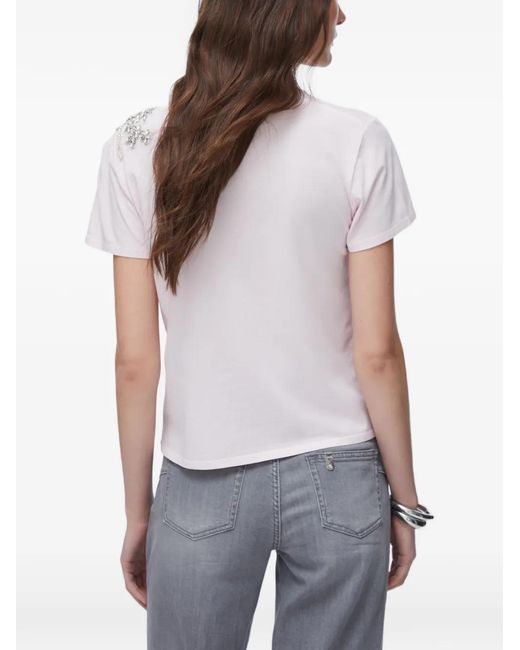 Liu Jo White T-Shirt With Jewel Embroidery
