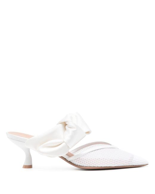 Malone Souliers White Marie 45mm Bow Mules