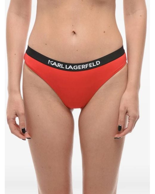 Karl Lagerfeld Red Logo-Waistband Bikini Briefs