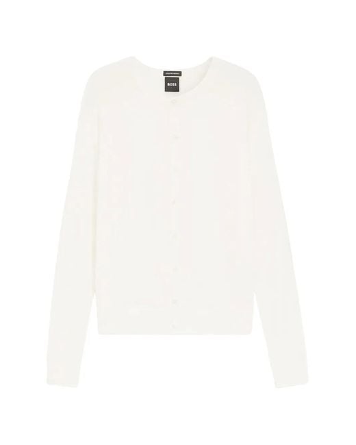 Boss White Button-Up Cardigan