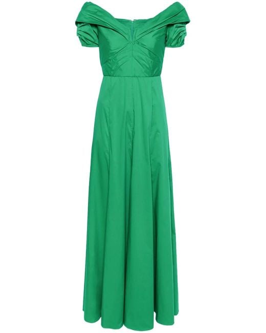 Diane von Furstenberg Green Laurie Ruched Maxi Dress