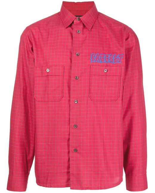 Rassvet (PACCBET) Pink Check-Pattern Logo-Print Shirt for men