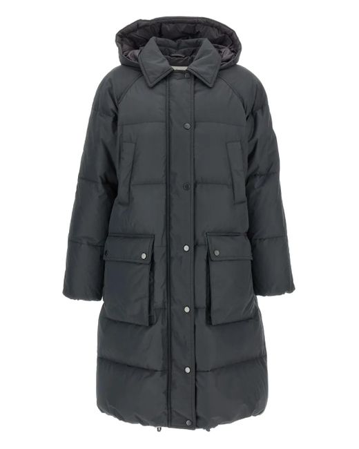 Brunello Cucinelli Gray 'shiny Zipper Pull' Down Jacket