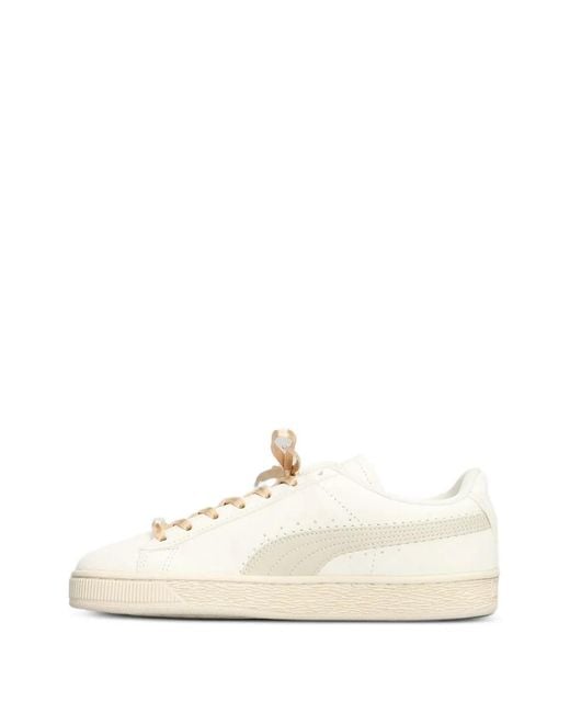 PUMA White Suede Bloom Sneakers