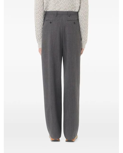 Valentino Garavani Gray Pinstripe Wool Pants With Pleats for men