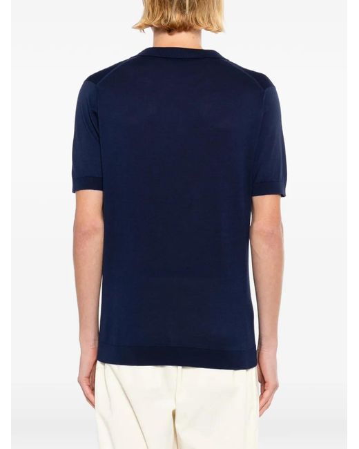 John Smedley Blue Chemise Noah À Col Officier for men