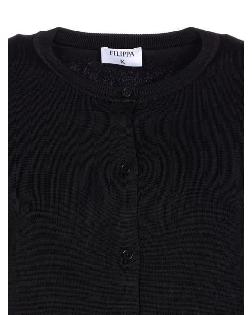 Filippa K Blue Button-Front Crew-Neck Cardigan