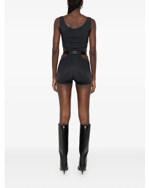 Vestiaire d'un Oiseau Libre Black Cut-Out Belted Playsuit