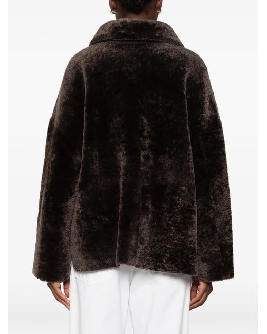 Arma Black Button-Up Shearling Jacket