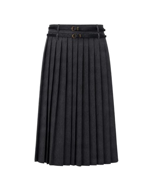 Liu Jo Black Belted Pleated Midi Skirt