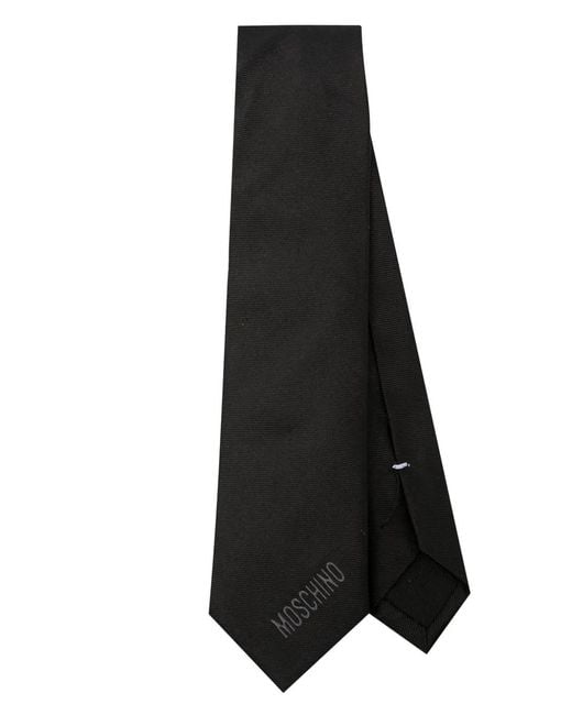 Moschino Black Heart-Motif Silk Tie for men