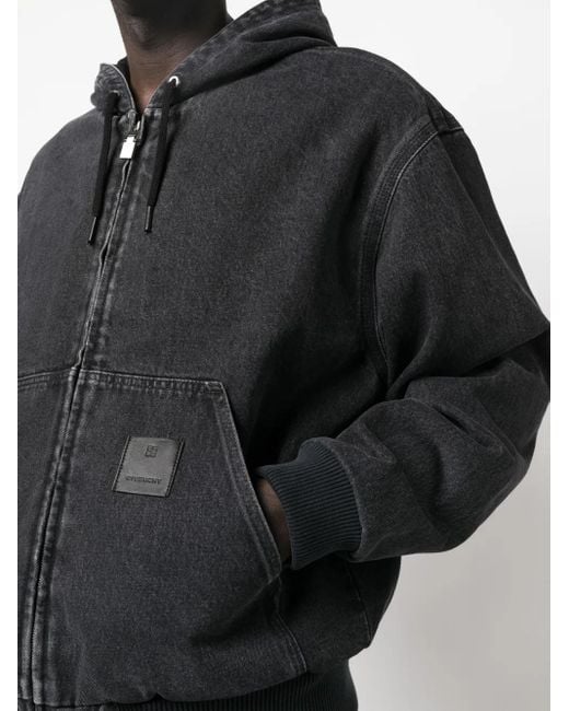 Givenchy Black Distressed-Effect Cotton Hooded Jacket for men