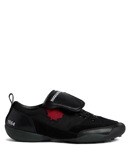 DSquared² Black Maple-Leaf Leather Sneakers for men