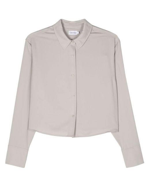 Calvin Klein Natural Long-sleeve Cropped Shirt
