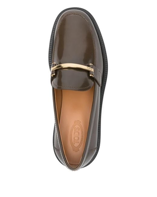 Tod's Gray 35Mm Bar-Detail Loafers