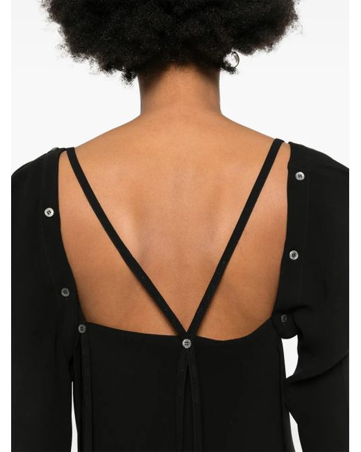 Setchu Black Seiden-Maxikleid Mit Abnehmbaren Ärmeln