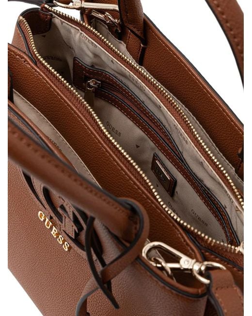 Guess Brown Isola Logo-Plaque Top-Hand Bag