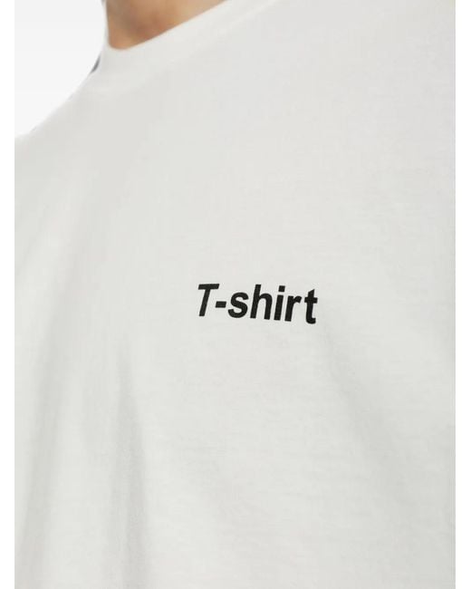 Vetements White Slogan-Print Crew-Neck T-Shirt for men