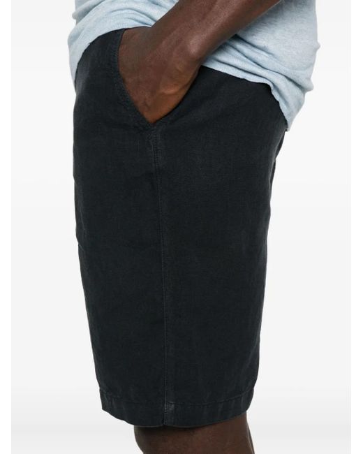 120% Lino Linnen Shorts Met Platte Voorkant in het Black voor heren