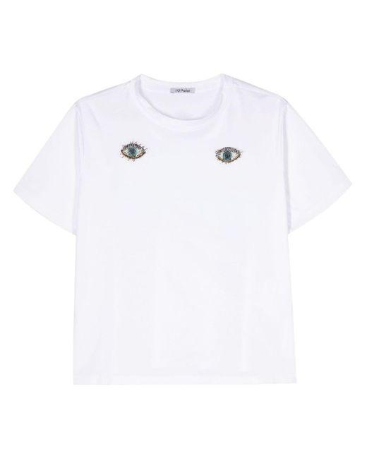 T-shirt en coton à patch logo Parlor en coloris White