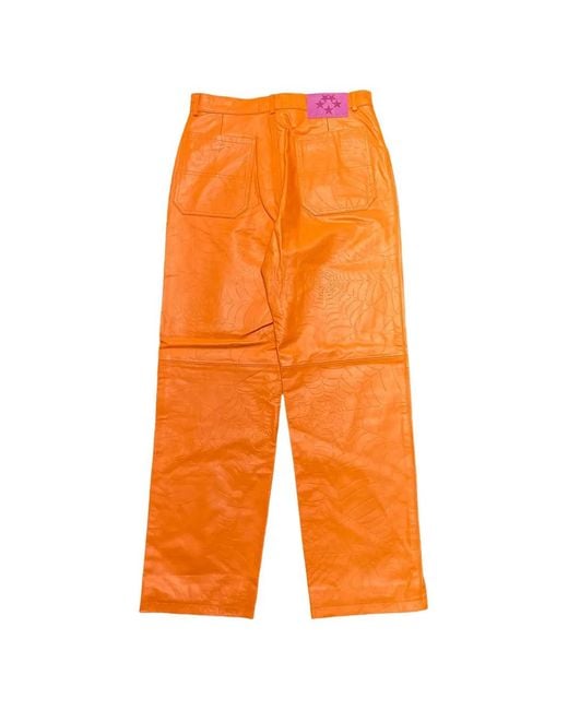 Sp5der Orange Button-Fastening Trousers for men