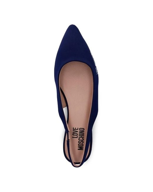 Love Moschino Blue Logo-Print Slingback Pumps