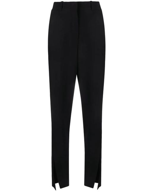 Balmain Black Split-Hem Virgin Wool Tapered Trousers