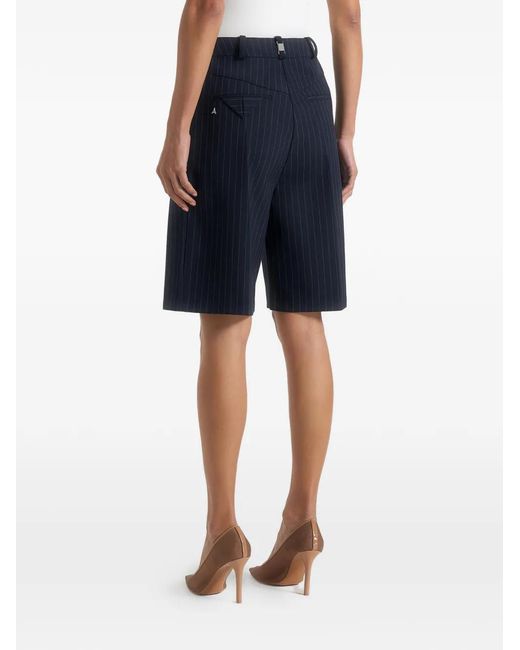 Manière De Voir Blue Lorette Pinstripe Double Pleat Tailored Shorts