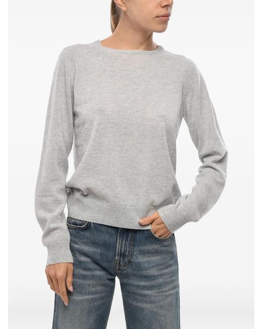Malo Gray Crew-Neck Long-Sleeve Wool Sweater