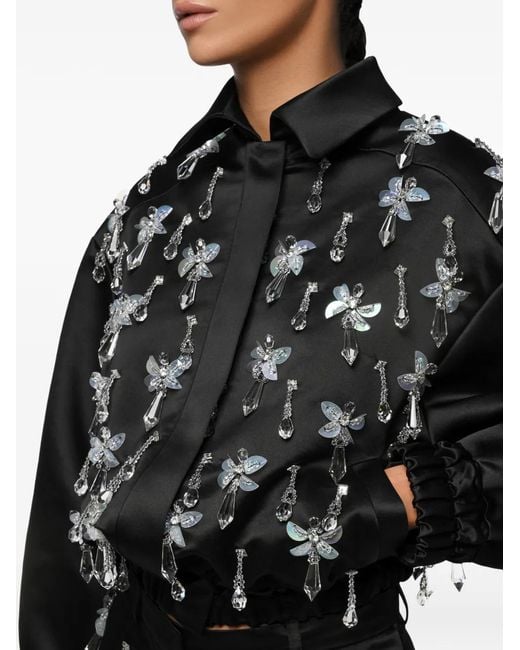 Anouki Black Crystal-Embellished Bomber Jacket