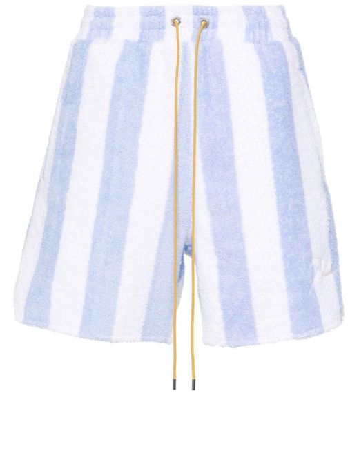 Rhude Blue Striped Loop Terry Shorts for men