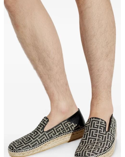 Balmain White Monogram-Pattern Espadrille Sneakers for men