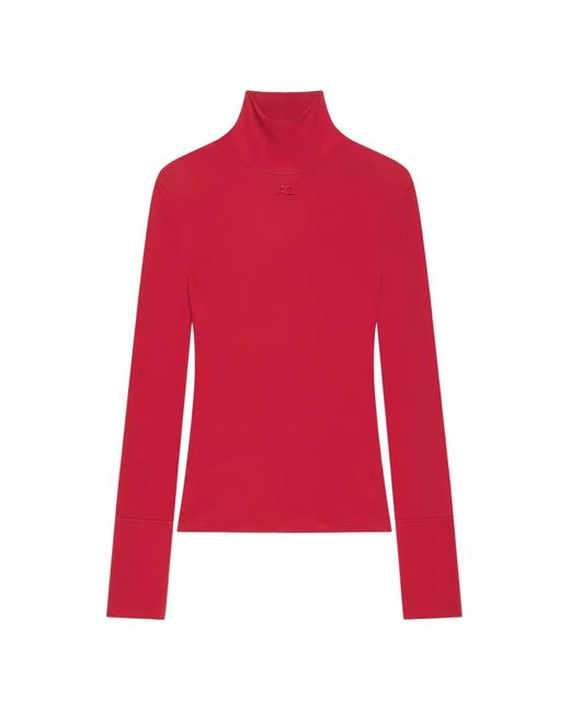 Courreges Logo-Embroidered High-Neck Long-Sleeved T-Shirt