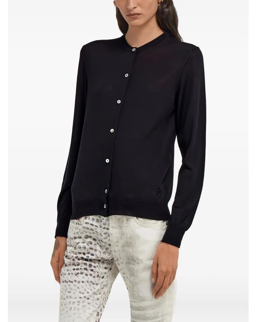 Roberto Cavalli Blue Button-Front Wool Cardigan
