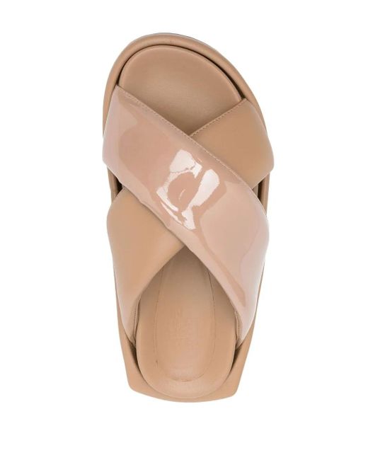 Gia Borghini Brown Crossover-Strap Slides