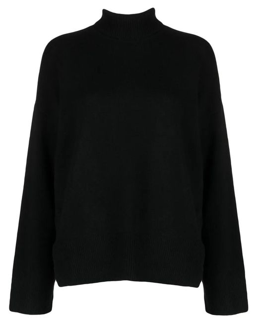 LeKasha Black Roll-Neck Ribbed Cashmere Jumper