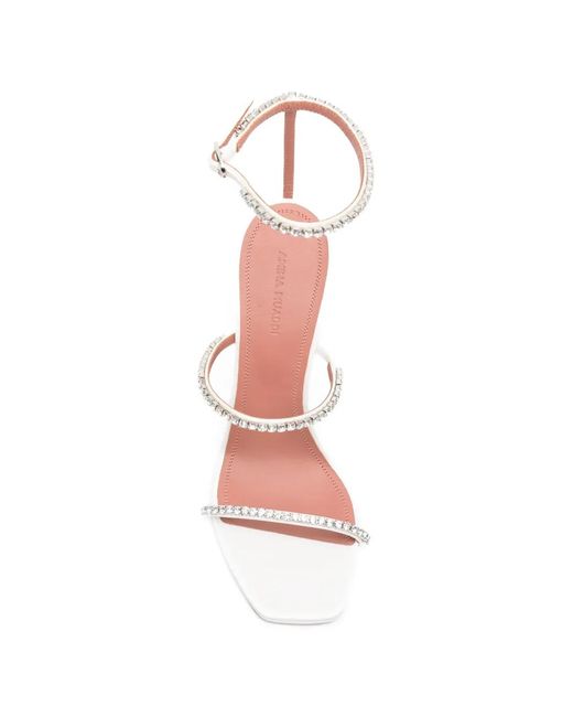 AMINA MUADDI White Gilda Crystal-Embellished Sandals