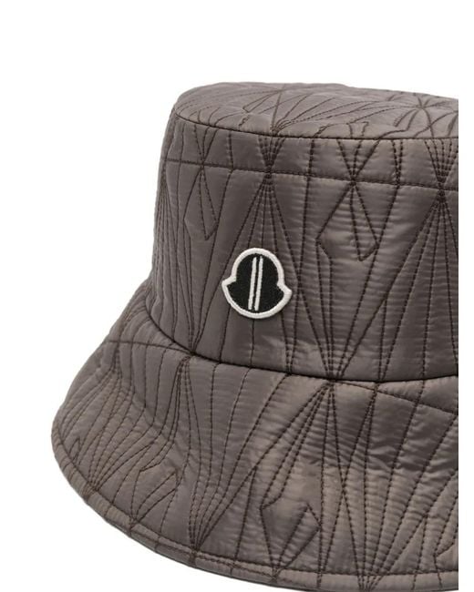 Moncler Brown Logo-Patch Quilted Bucket Hat