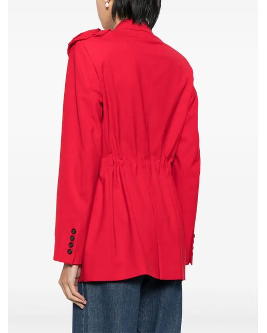 Valentino Garavani Red Floral Appliqué V-Neck Blazer