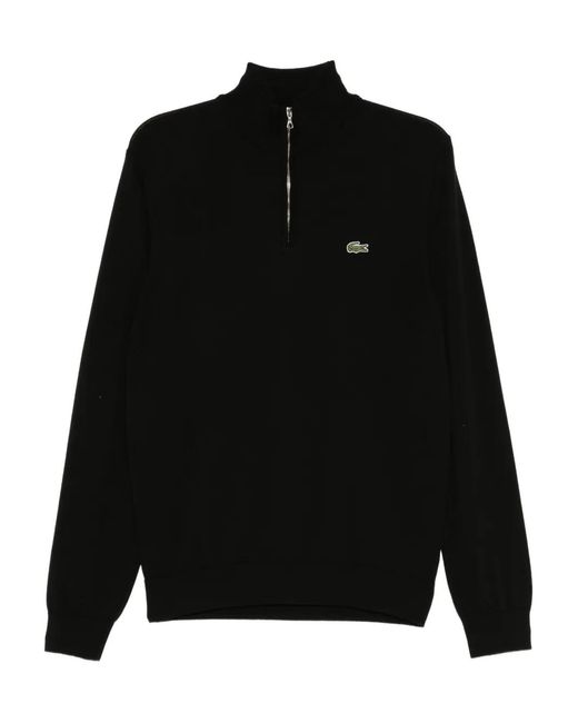 Lacoste Black Cotton Zipped Top for men