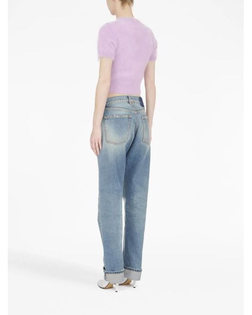 Maison Margiela Purple Cropped Cotton T-Shirt