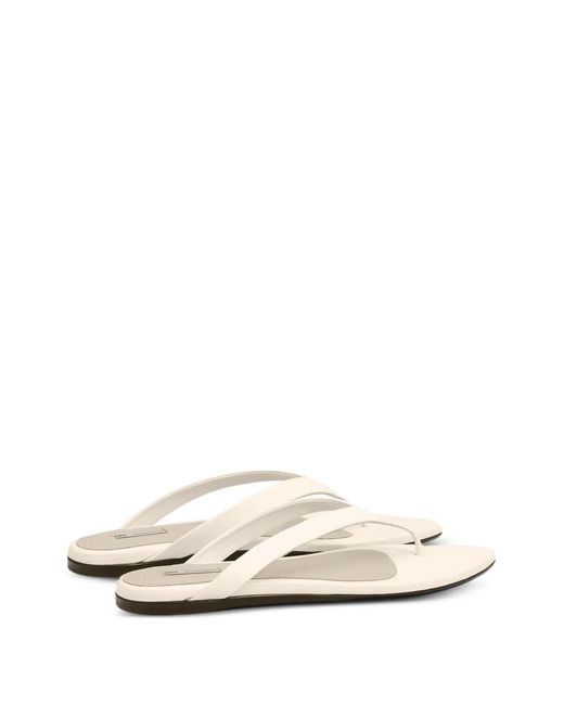 AMI White Lamb Leather Pointed Toe Flip Flops