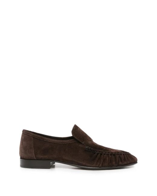 The Row White Soft Mocassin Two Suede Loafers for men