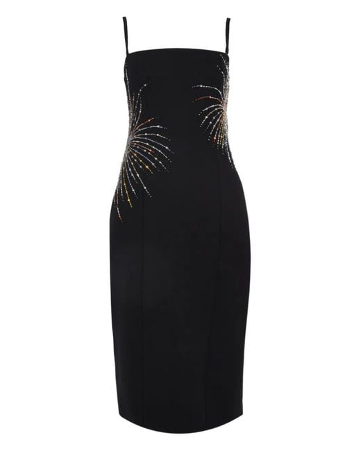 Staud Black Britney Embellished-Detail Midi Dress