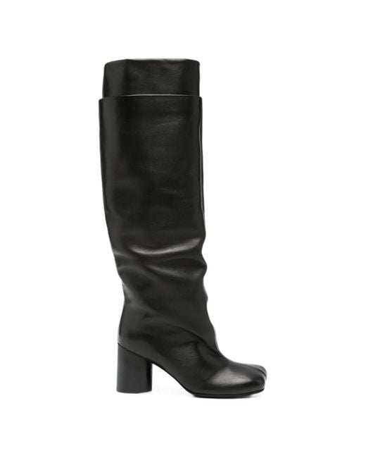 Liska Black Square-Toe Block-Heel Boots
